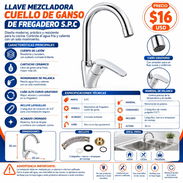 🚰✨ LLAVE MEZCLADORA CUELLO DE GANSO DE FREGADERO S.P.C ✨🚰  💰 PRECIO: 16 USD 💰  🏠 Dale un toque moderno y práctico a - Img 57530007