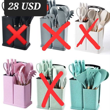 Set de 19 piezas de Silicona con el cabo de madera en 28 USD - 2/3