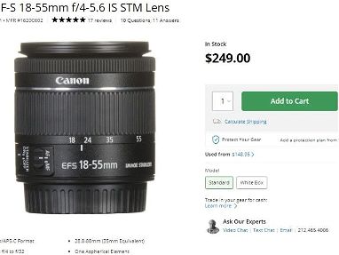 En venta lente Canon EF-S 18-55mm f/4-5.6 IS STM. 100% NUEVO - Img main-image-45875991