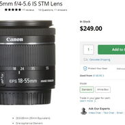 En venta lente Canon EF-S 18-55mm f/4-5.6 IS STM. 100% NUEVO - Img 45875991