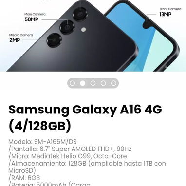 Samsung Galaxy A16 4G (4/128GB). Modelo: SM-A165M/DS - Img 121170709