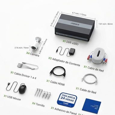 Sistema de seguridad ANNKE 8 canales 1080P con 4 cámaras de vigilancia🔒🏡🌐 $275 - 3/5