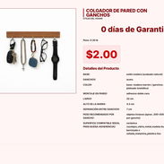 Colgador de pared con ganchos con diseño inteligente y adhesivo fuerte VPT#-0096 - Img 55434805