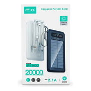 Power Bank 20000 Mah. Batería externa con Panel Solar, puerto USB, puerto tipo C- V8 y lightning. Color blanco. - Img 57861644