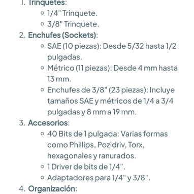 HART Juego de Herramientas Mecánicas de 90 piezas 🌐 Juego de Dados. Juego de cubos y destornilladores para carro y moto - 4/4