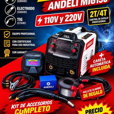 Multisoldadora profesional con certificación industrial ANDELI MIG135 y MIG160 - 2/2