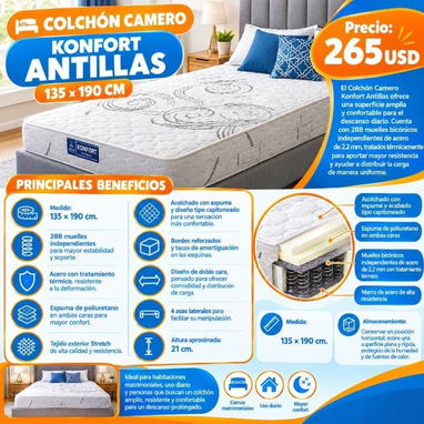 ✨️Colchones Personal, 3/4 y Camero Konfort Antillas ✨️ - 3/3