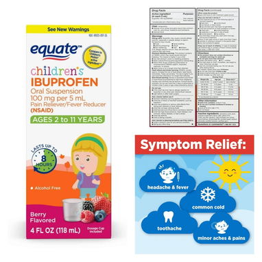 ACETAMINOFEN E IBUPROFENO EN SUSPENSION PARA NIÑOS DE 2 A 11 AÑOS A 18 USD - 3/4