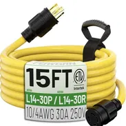 !!NUEVO!! POWGRN Cable de extensión para generador de 30 Amp (15 pies), 4 clavijas, 125/250 V, NEMA L14-30P/L14-30R - Img 57919704