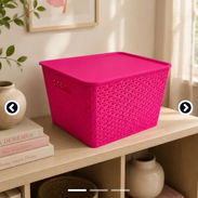 Cesta Organizadora con Tapa 💰12 USD color rosado en tendencia. 📞56249037 - Img 56535014