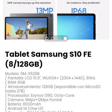 Tablet Samsung S10 FE (8/128GB) Modelo: SM-X526B - Img 118747810