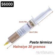 Pasta térmica dorada (original ) de la marca HALNSIYE sellada  en jeringas grandes de 30 gramos para aplicar en Cpu y Gp - Img 55738042
