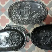 Bellas placas de pared, art Nouveau, de metal peltre. - Img 49638276
