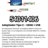 !!Adaptador Tipo C - HDMI + USB para conectar una laptop, tablet o móvil con puerto Tipo C, a un dispotivo con HDMI...!! - Img 45471503
