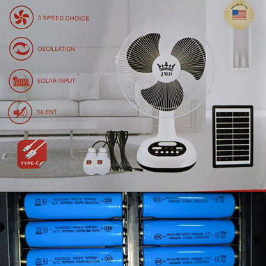 Ventilador Recargable & Solar JMD 12 (Mesa) - Img 118780284