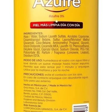 GEL LIMPIADOR FACIAL DE AZUFRE 3% 250ML - Img 62577027
