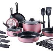 Juego de Cocina con Antiadherente Ekco 32 Piezas de Aluminio - Rosa - Img 54741492