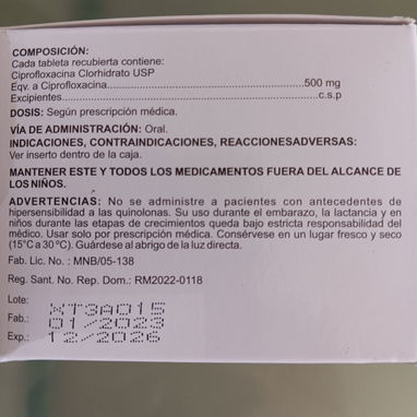 Ciprofloxacina 500 mg. - 2/2