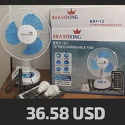 Ventilador recargable Bravoking de 12" con panel solar y dos bombillas - Img 54874100