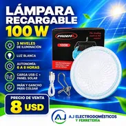 Lámpara Recargable y Solar 100 W. 🔋 Dos baterías de litio 18650 en paralelo de 3.7V 1200mAh. Total 3.7V 2400mAh 8.88Wh - Img 57818962