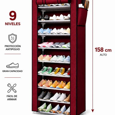 Zapateras de 9 niveles cubiertos de lona para proteger los zapatos del polvo en 24 USD - 3/5