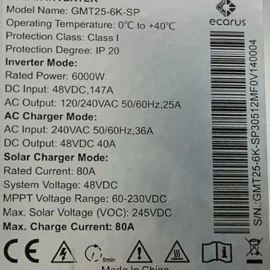 Inversor Ecarus 6 kW de potencia 110/220 precio 1200 - Img 118553026