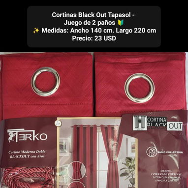 Cortinas blackout (tapasol), juego de 2 paños, varios colores y tamaños - 4/10