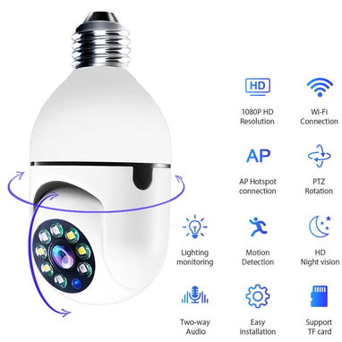 💡📹 CÁMARA DE SEGURIDAD WIFI TIPO BOMBILLO 1080P PTZ 🔒 - Img 120773196