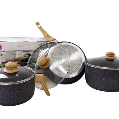 Set Cazuelas Marca Hermano*  - 6 piezas incluyen: sartén, jarro, cazuela y 3 tapas de cristal - 2/2