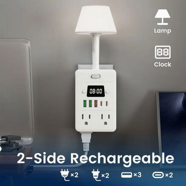 📞53884600.🎇 Regleta multifuncional con lámpara integrada y reloj digital🎇 Mensajería disponible.🚴 - Img 119319581