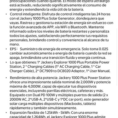 Jackery Explorer 1000 Plus Estación de Energía Portátil, Generador Solar de 1264Wh - 7/8