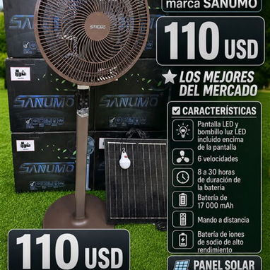 ⭐️⭐️⭐️ Solución para Dormir en Apagón,  30  horas de duración de la batería‼️VENTILADOR RECARGABLE SANUMO  (Nuevo en Caj - 3/3