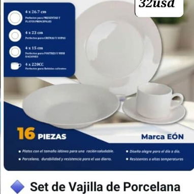 Set de 16 piezas de vajillas de porcelana - Img 126426498