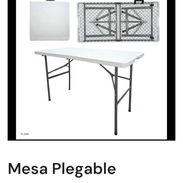 🚧 MESA PLEGABLE DE PLÁSTICO BLANCO 122X75X60 CM 🚧 - Img 53147378