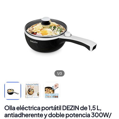 Olla eléctrica portátil DEZIN de 1,5 L, antiadherente y doble potencia 300W/ 700W - 4/4