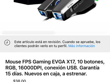 🔰Mouse Gaming EVGA X20, 10 botones, RGB, 16000DPI,  2.4Ghz, Bluetooth, USB. Garantía 15 días. Nuevo en caja, a estrenar - Img 66964613