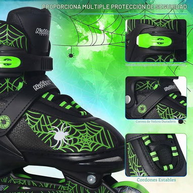 🛼 Patines en Línea Ajustables para Niños – Negros y Verdes 🛼 - 2/5