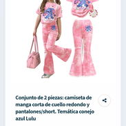 Conjunto de 2 piezas: camiseta de manga corta de cuello redondo y pantalones/short. Temática conejo azul Lulu - Img 57651989