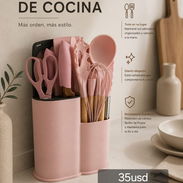 Juego de Utensilios de Cocina Silicona y Madera — 13 Piezas Completo - Img 56222776