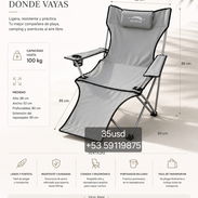 Silla Plegable Reclinable con Reposapiés para Playa y Camping - Img 56222709