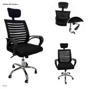 Silla ejecutiva oficina giratoria de malla negra con respaldo transpirable, asiento ergonómico y reposacabeza integrado - Img 55829964