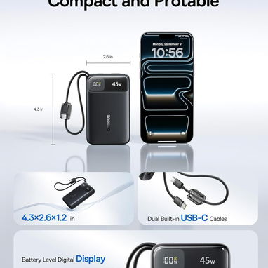 🔋 POWER BANK BASEUS ENERFILL FC11 20000MAH 45W 2 CABLES USB-C – ENVÍO DISPONIBLE + GARANTÍA - 2/8