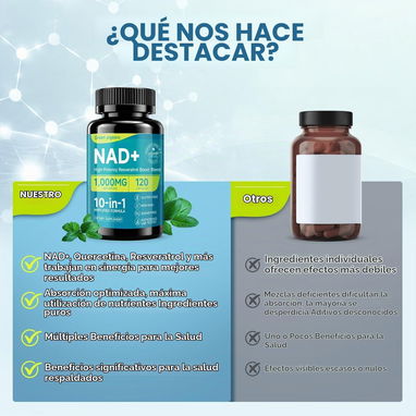 NAD+ Complejo 10 en 1 1000mg (Green Pigeons · 120 cápsulas) - 8/9