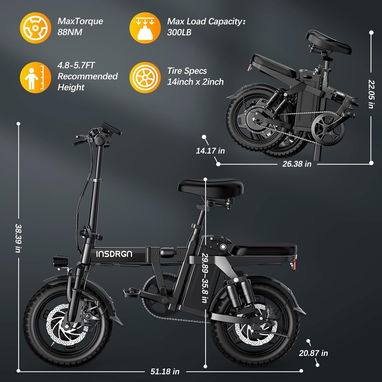 🚴 Bicicleta Eléctrica Plegable 14”   1500W Pico 48V 16Ah Autonomía Extendida y Frenos de Disco - Img 123190576