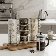 Set de 4 tazas de café o té con soporte - Img 56623619