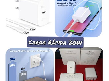 Cargador Celular // Cargador Carga Rápida 20W // Original 1HORA // Tipo C y IPhone - Img main-image