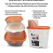 ✨ Set de 3 pozuelos plásticos para micro + dispensador de alimentos - Img 55989685