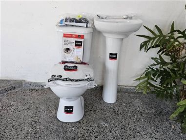 Juego de baño importado de marca EDESA tasa tanque lavamanos pedestal - Img main-image