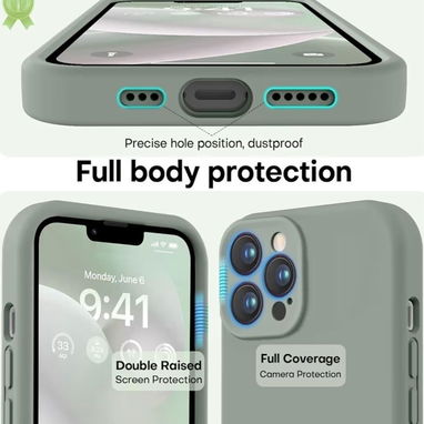 Funda Premium de Silicona para iPhone 13 Pro Max LOVE 3000 – Verde claro - Img 123884017
