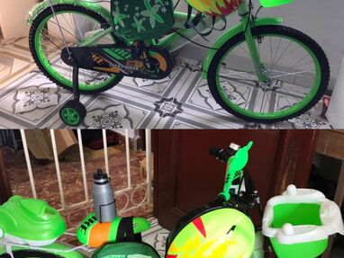 Bici de 20' nueva VERDE Y ROSA con accesorios,casco, pomo ,mochila cesta delantera y trasera llame 54139070 - Img main-image-45457309